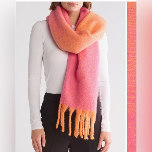 Kurt Geiger Pink Orange Cozy Scarf. NWT. - Picture 1 of 13